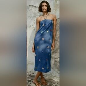 Zara Denim Embellished Dress